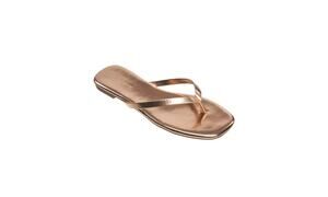 French Connection Women's Morgan Toe Post Flip-Flops Shoes, Rose Gold Size 7M